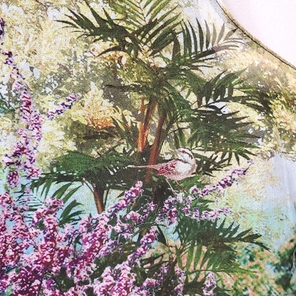 Zara - Sheer Bird and Flower Print Top - Size S - Picture 7 of 9